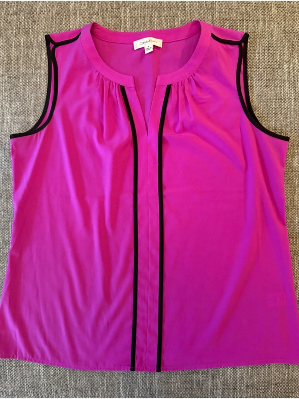 Calvin Klein Bright Magenta Sleeveless Top with Black Piping